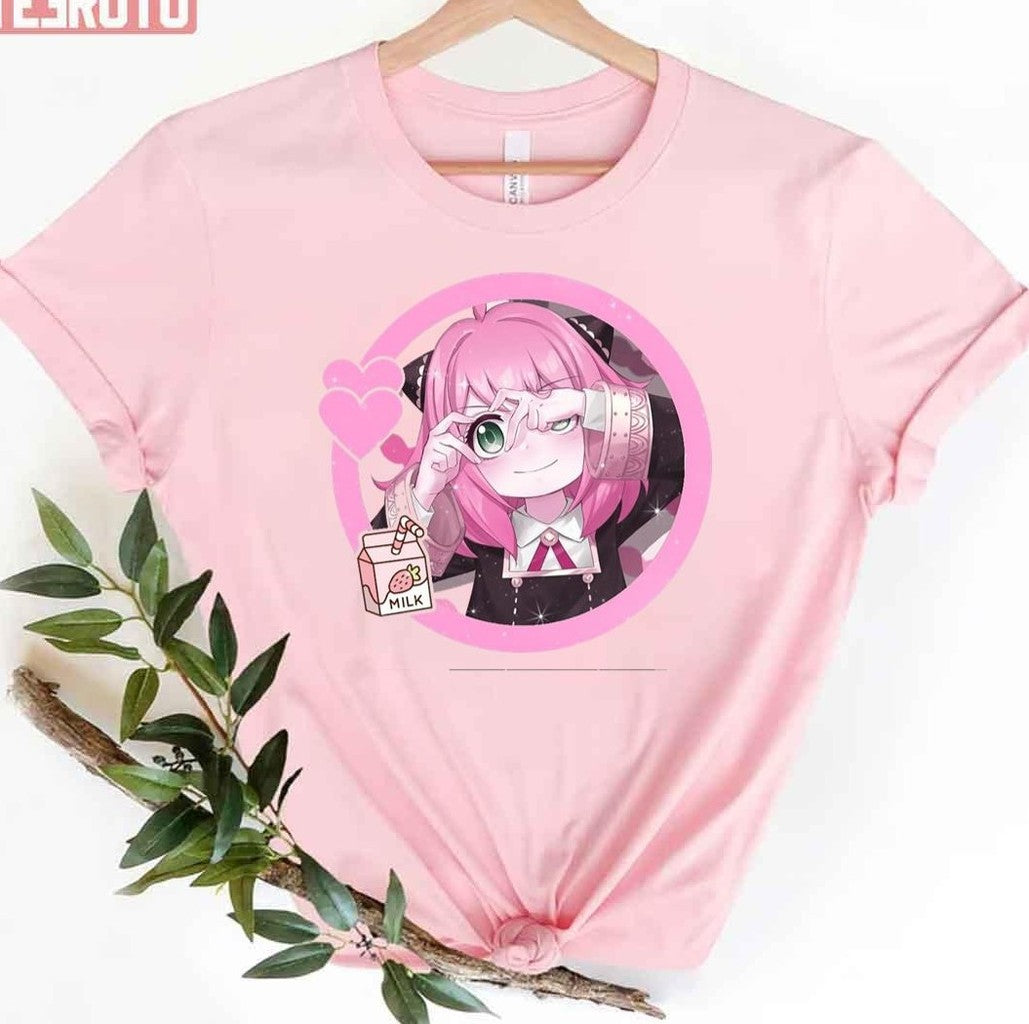 Pink Strawberry Milk Anya Love Spy X Family Love Unisex T-Shirt - T-Shirt, Sweatshirt, Hoodie