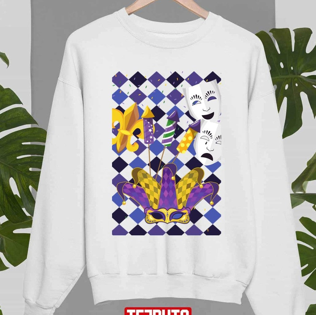 Purple Pattern Mardi Gras Unisex Sweatshirt - T-Shirt, Sweatshirt, Hoodie