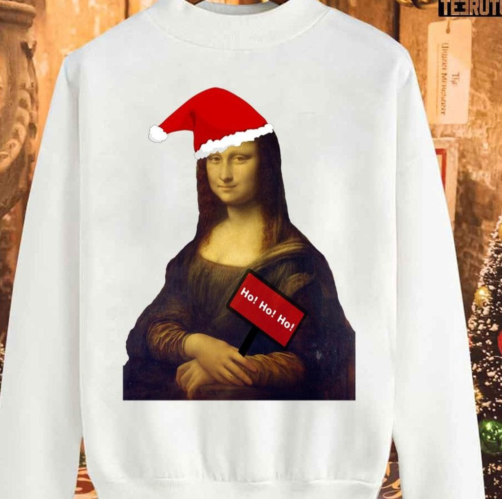 Mona Lisa Christmas Unisex Sweatshirt - T-Shirt, Sweatshirt, Hoodie