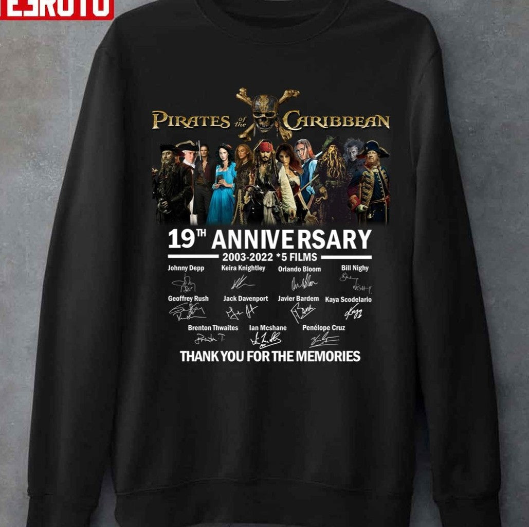 Pirates Of The Caribbean 19th Anniversary Cast Full Signed Thank You Movie Unisex Sweatshirt - T-Shirt, Sweatshirt, Hoodie