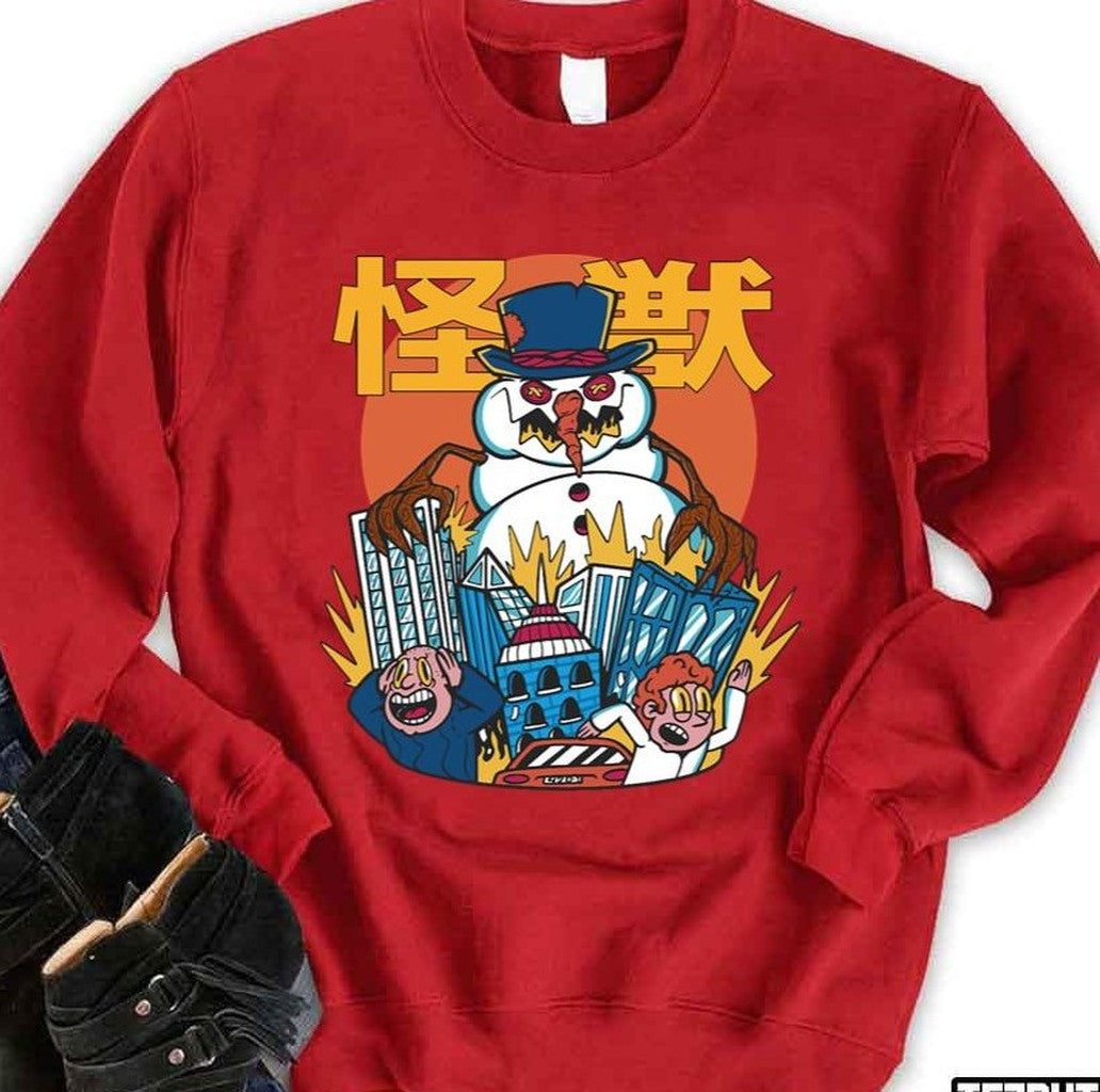 Monster Snowman Sunset Japanese Sweatshirt - T-Shirt, Sweatshirt, Hoodie