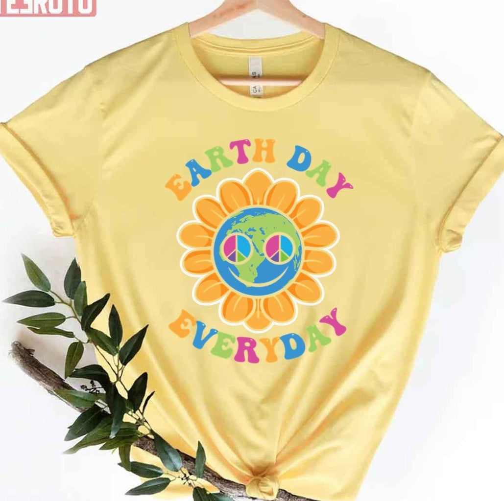 Peace Earth Day Everyday Retro Environmental Cute Flower Unisex T-shirt - T-Shirt, Sweatshirt, Hoodie