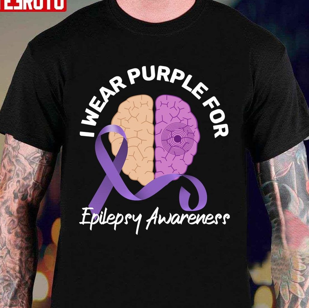 Purple Ribbon Warrior For Epilepsy Awareness Unisex T-Shirt - T-Shirt, Sweatshirt, Hoodie