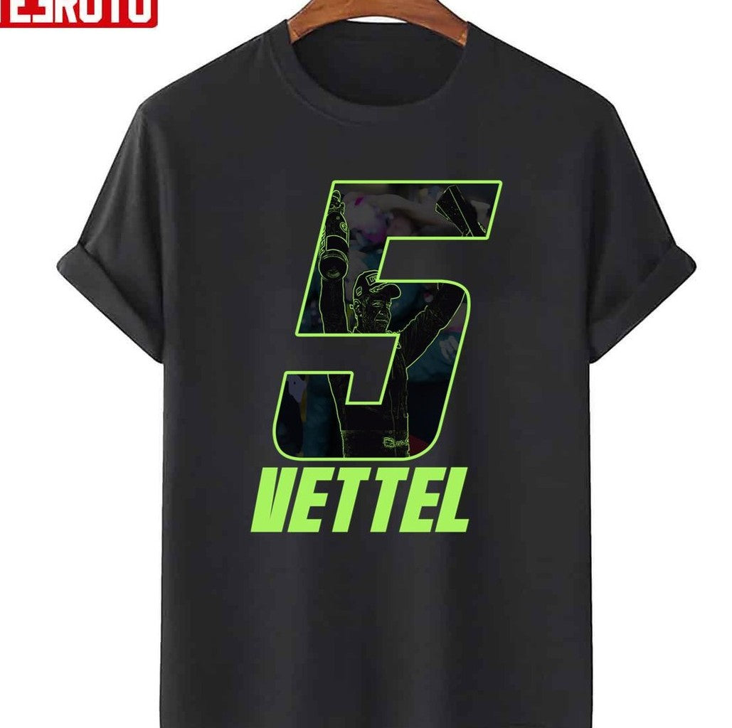 Number 5 Neon Design Sebastian Vettel 2022 Unisex T-Shirt - T-Shirt, Sweatshirt, Hoodie
