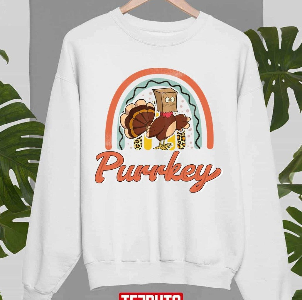 Purrkey Thanksgiving Hallothanksmas Funny Thanksgiving Turkey Art Unisex Sweatshirt - T-Shirt, Sweatshirt, Hoodie