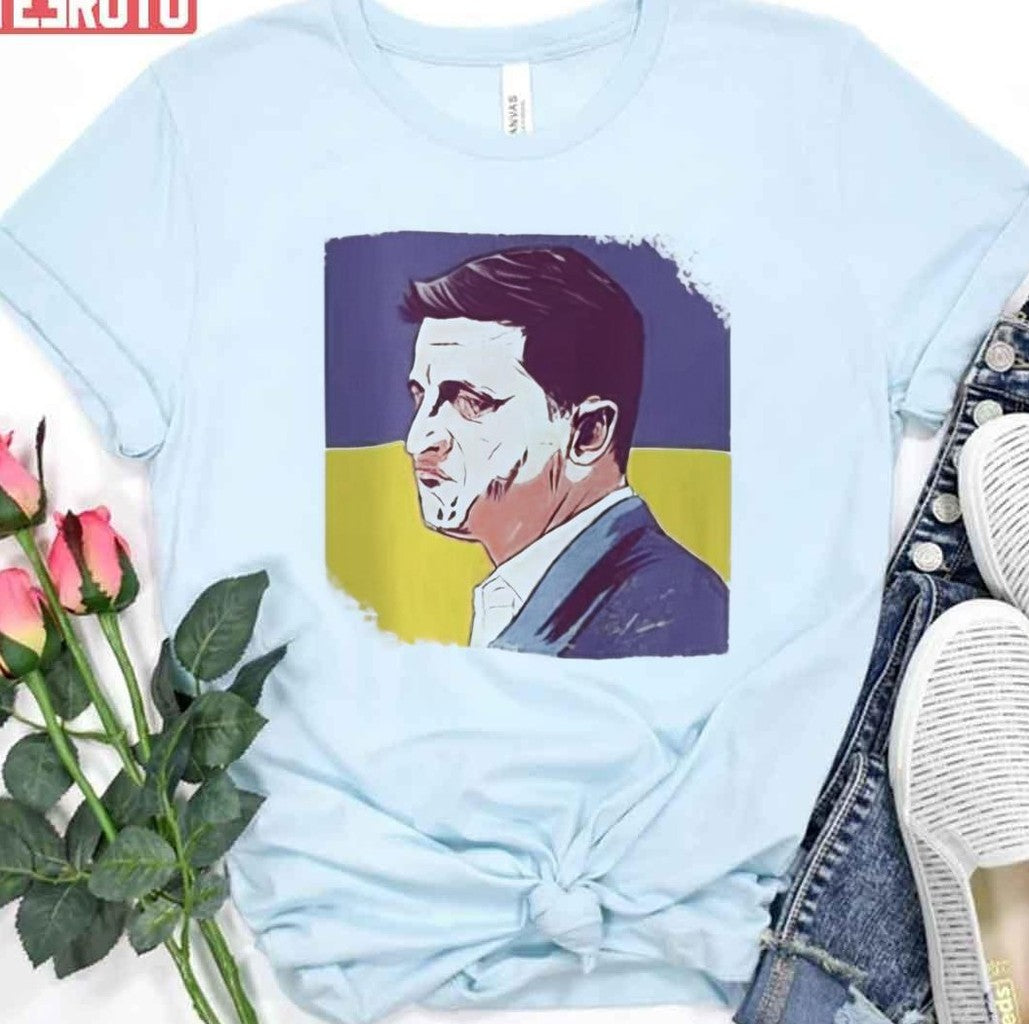 President Zelensky Ukraine Flag Unisex T-Shirt - T-Shirt, Sweatshirt, Hoodie