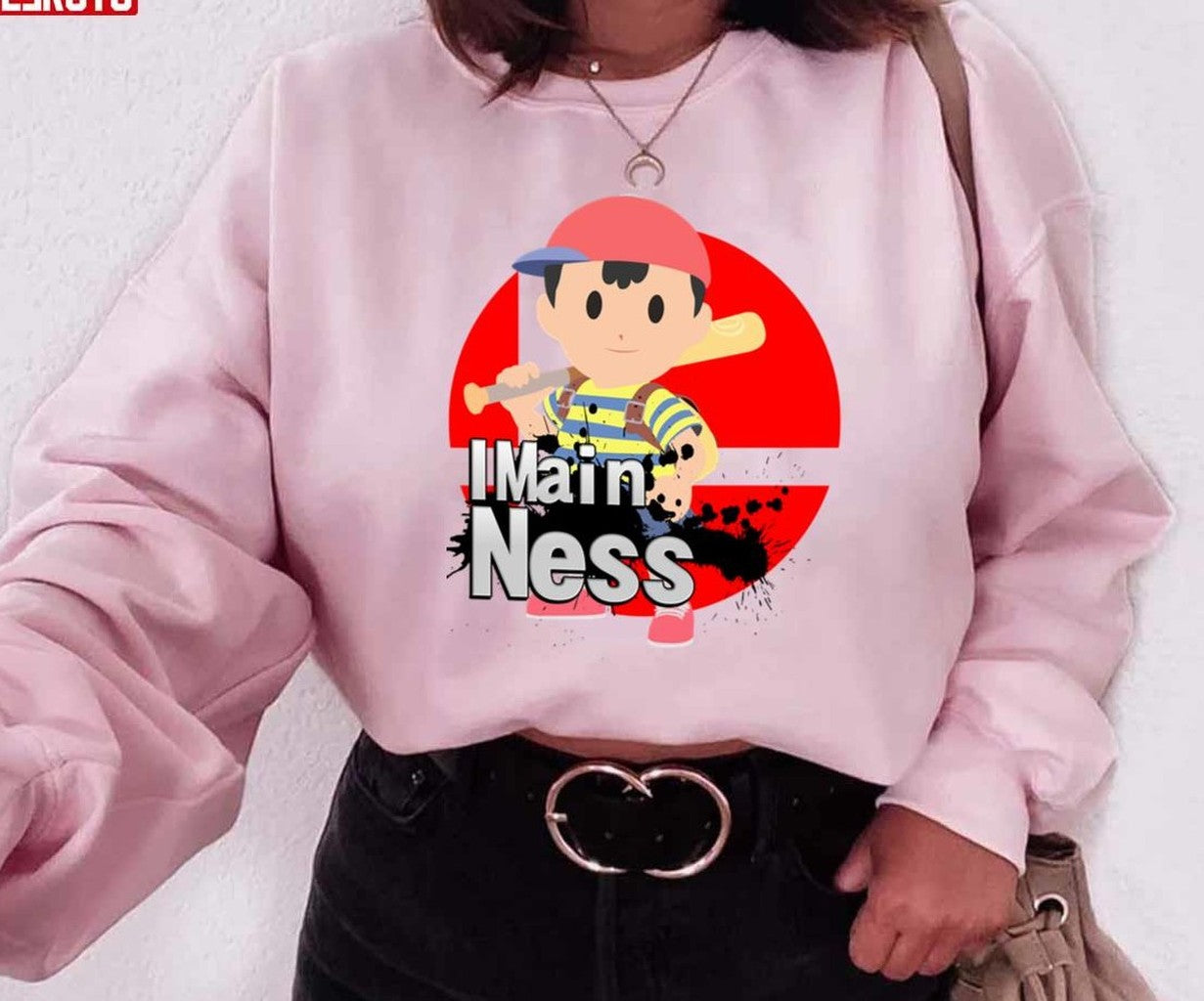 Ness Super Smash Bros Ultimate I Main Game Character Unisex Sweatshirt - T-Shirt, Sweatshirt, Hoodie