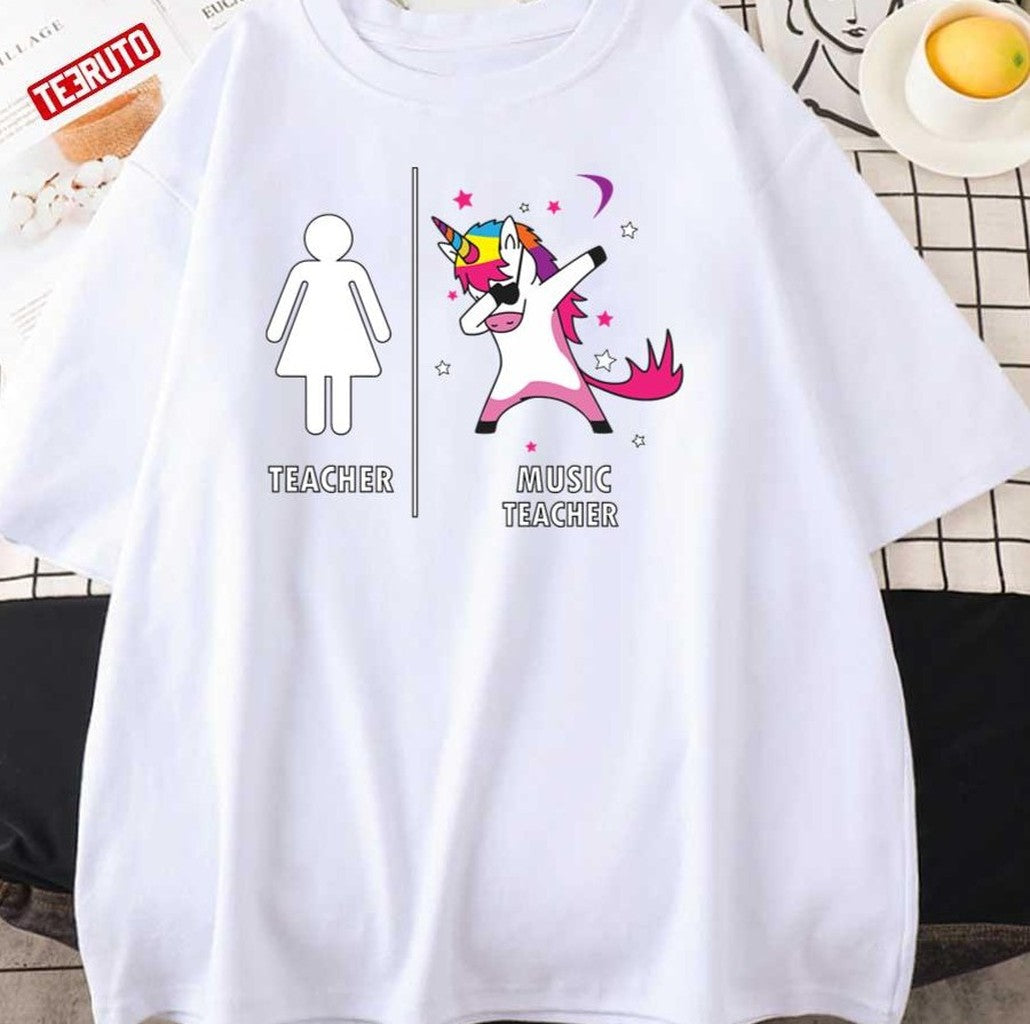 Music Teacher Unicorn Dabbing Funny Unisex T-Shirt - T-Shirt, Sweatshirt, Hoodie