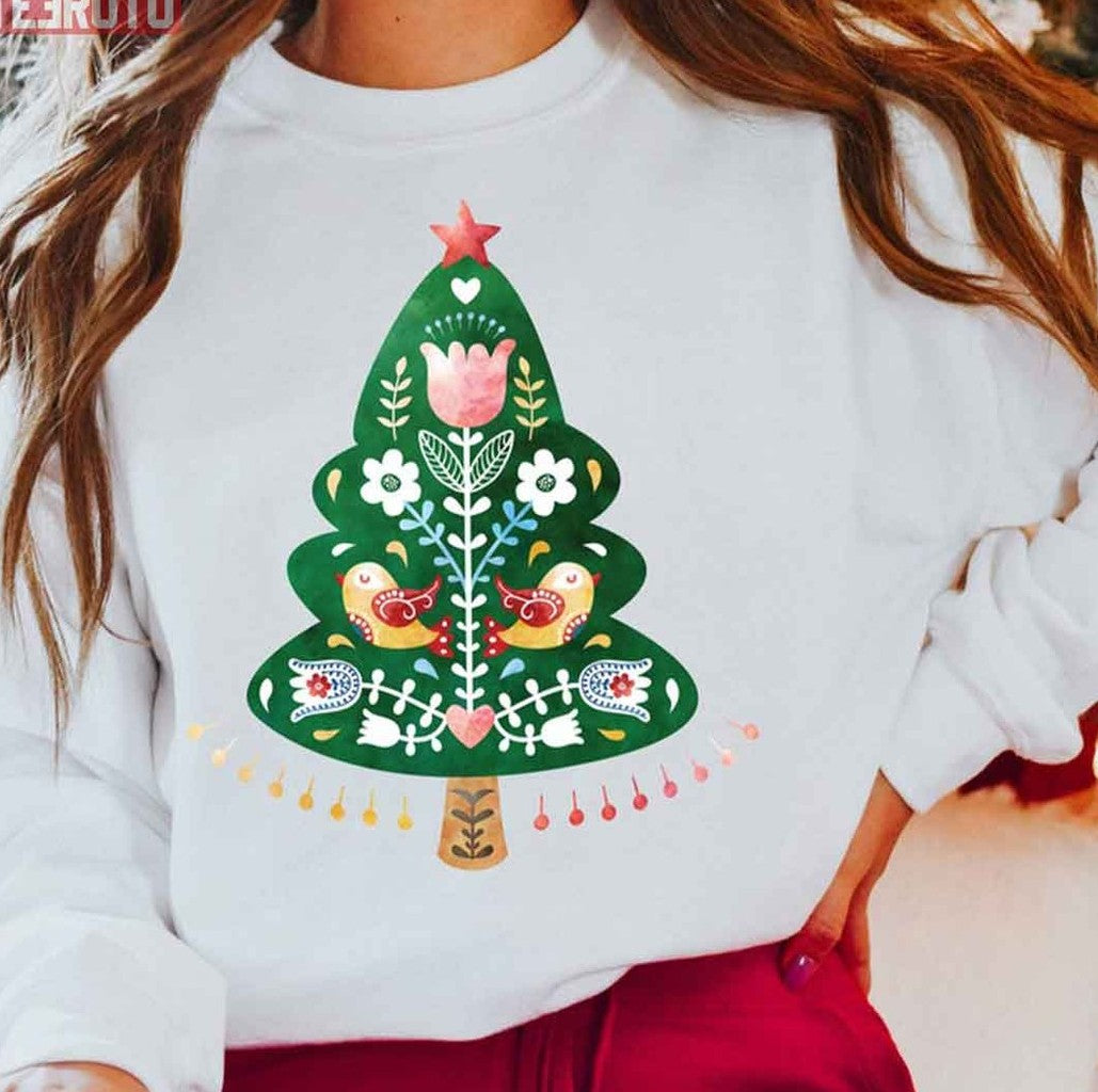 Pine Christmas Tree Scandinavian Norwegian Unisex Sweatshirt - T-Shirt, Sweatshirt, Hoodie