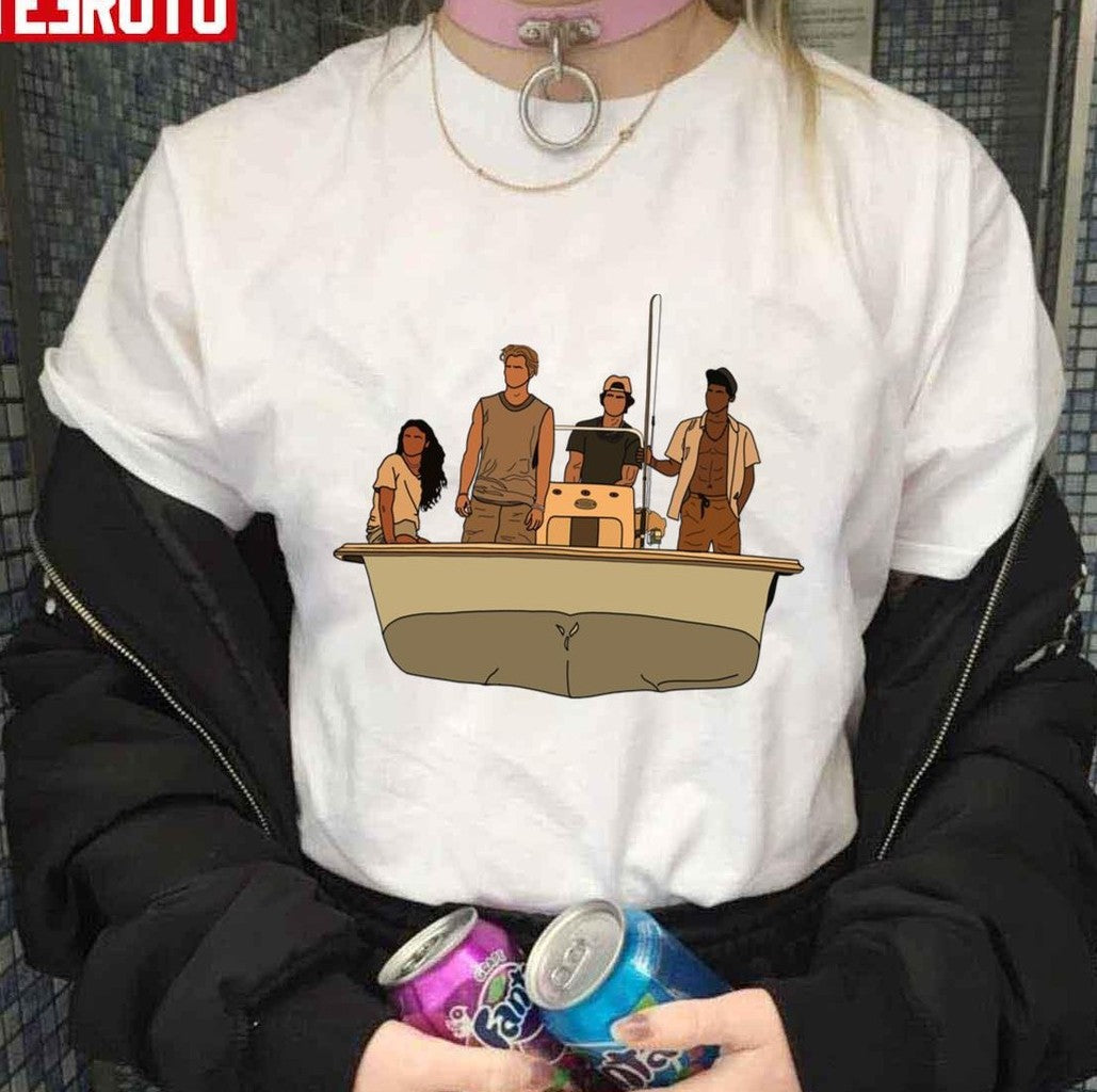 Pogues Kiara Jj John B &amp; Pope In Black Outline Outer Banks Unisex T-Shirt - T-Shirt, Sweatshirt, Hoodie