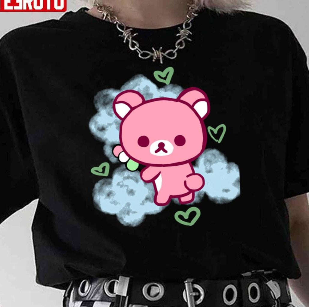 Pink Korilakkuma With Blue Clouds Unisex T-Shirt - T-Shirt, Sweatshirt, Hoodie