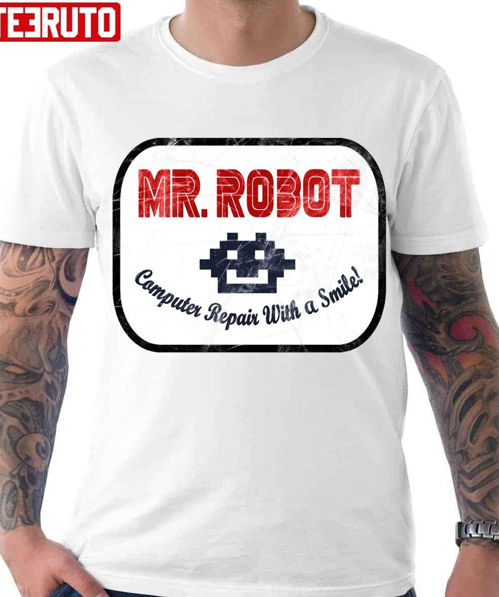 Mr Robot Computer Repair With A Smile Unisex T-Shirt - T-Shirt, Sweatshirt, Hoodie