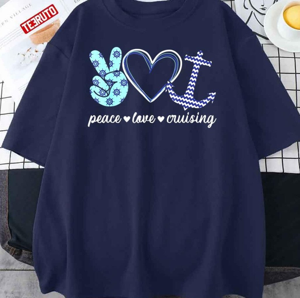 Peace Love Cruising Ship Hippie Art Unisex T-Shirt - T-Shirt, Sweatshirt, Hoodie