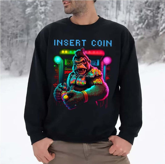 Arcade Monkey Insert Coin Donky Kong Unisex Sweatshirt - T-Shirt, Sweatshirt, Hoodie