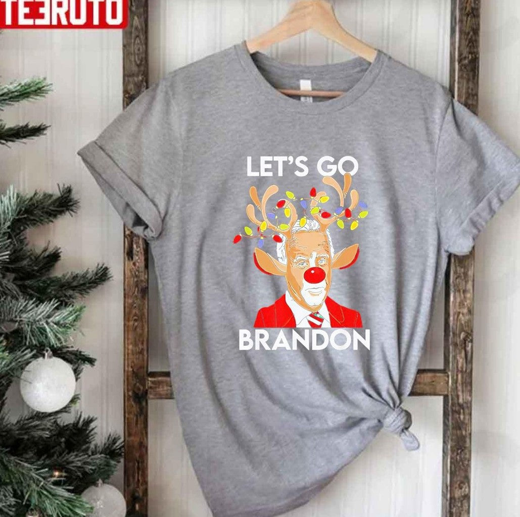 Reindeer Joe Biden Let's Go Brandon Christmas Unisex T-Shirt - T-Shirt, Sweatshirt, Hoodie