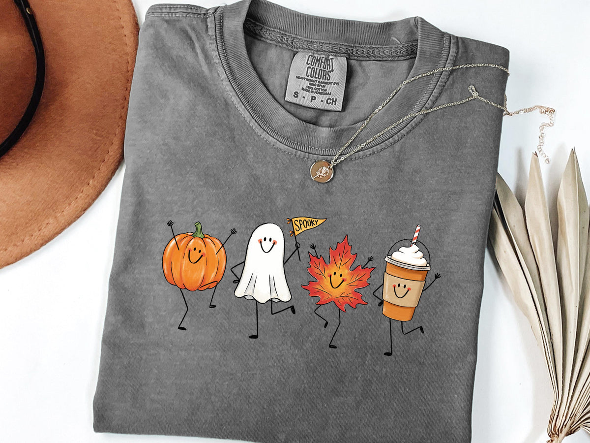 Autumn Halloween Fall Pumpkin Ghost Maple Leaf Spice - Adult & Kids T-Shirts, Sweatshirts & Hoodies apparel design preview 3