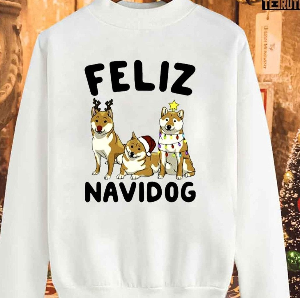 Shiba Inu Feliz Navidog Christmas Unisex Sweatshirt - T-Shirt, Sweatshirt, Hoodie