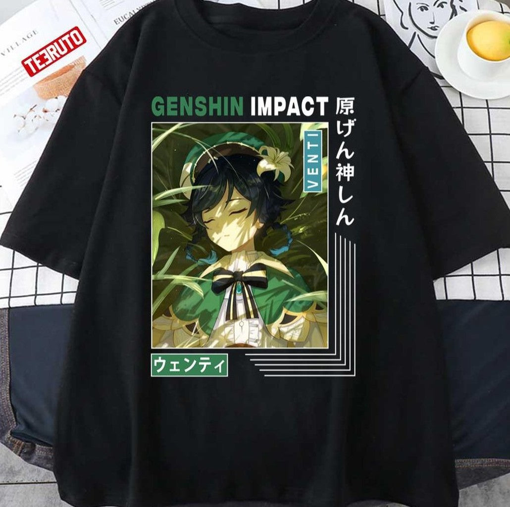 Anemo Character Sleeping Venti Genshin Impact Unisex T-Shirt - T-Shirt, Sweatshirt, Hoodie
