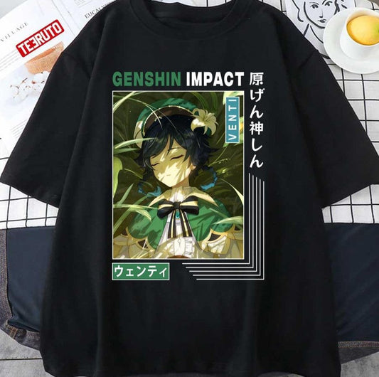 Anemo Character Sleeping Venti Genshin Impact Unisex T-Shirt - T-Shirt, Sweatshirt, Hoodie