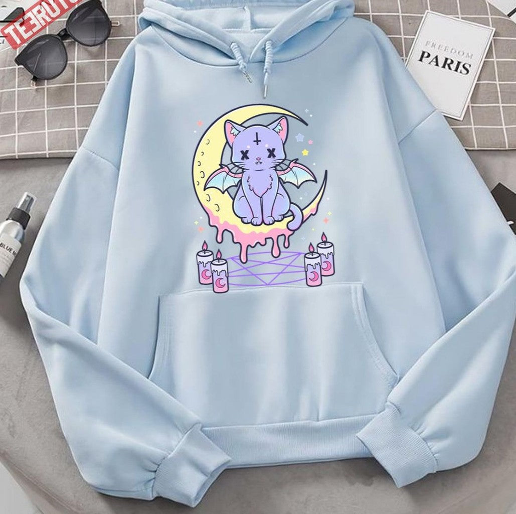 Occult Cat Kawaii Pastel Goth Cute Creepy Unisex Hoodie - T-Shirt, Sweatshirt, Hoodie