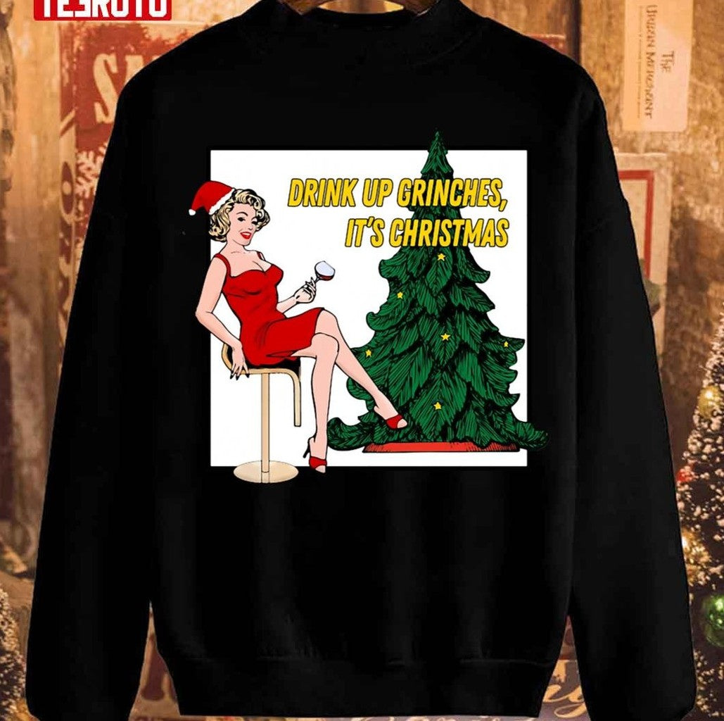 Retro Christmas Drink Up Grinches Unisex Sweatshirt - T-Shirt, Sweatshirt, Hoodie