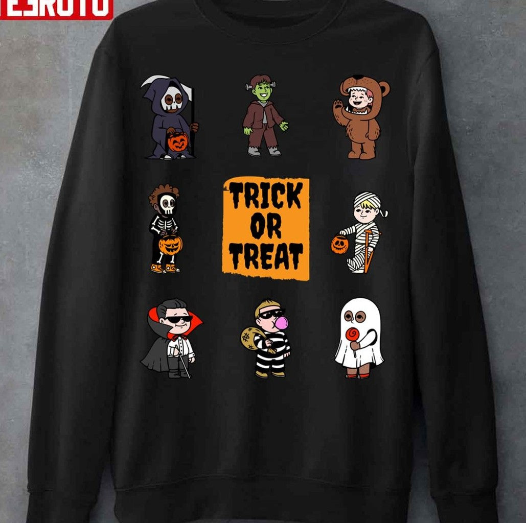 Momster Halloween Trick Or Treat Cute Chibi Horror Characters Unisex Sweatshirt - T-Shirt, Sweatshirt, Hoodie