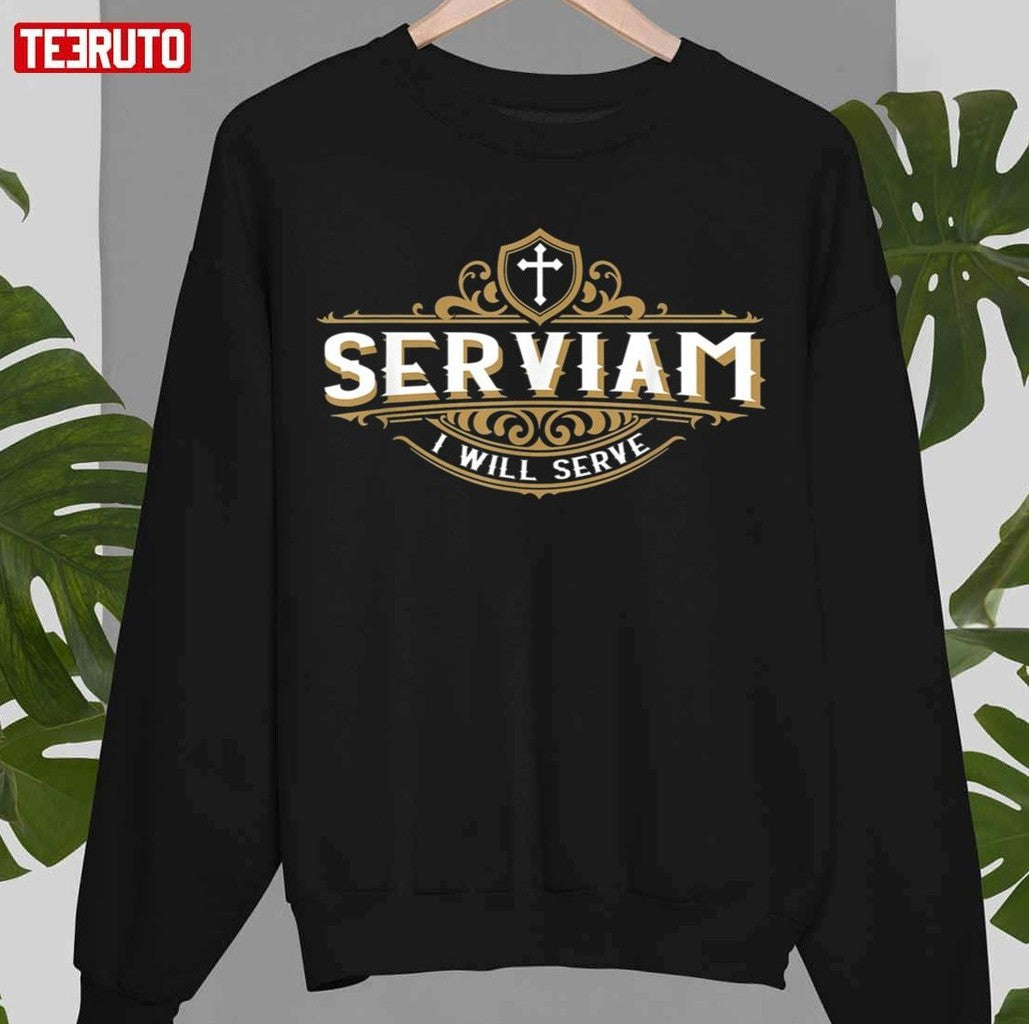 Serviam Will Serve Saint Michael Latin Phrase Catholic Unisex Hoodie - T-Shirt, Sweatshirt, Hoodie