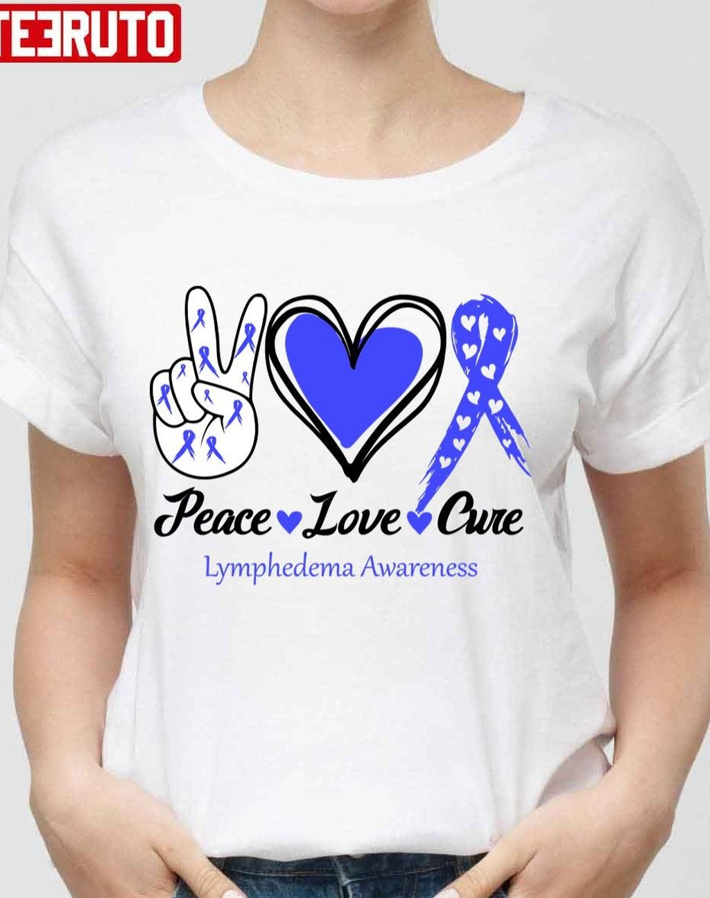 Peace Love Cure Lymphedema Awareness Unisex T-Shirt - T-Shirt, Sweatshirt, Hoodie