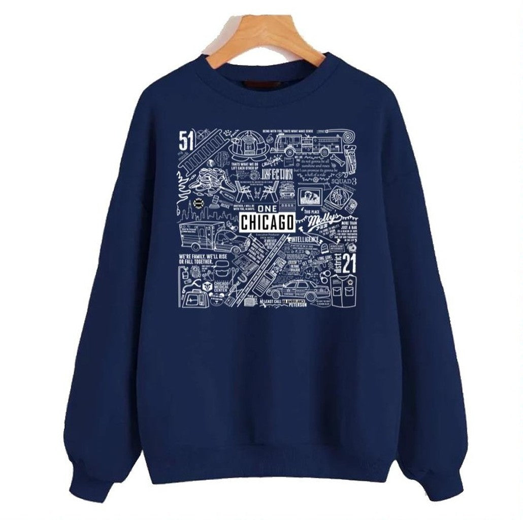 One Chicago Collage On Black Unisex Sweatshirt - T-Shirt, Sweatshirt, Hoodie
