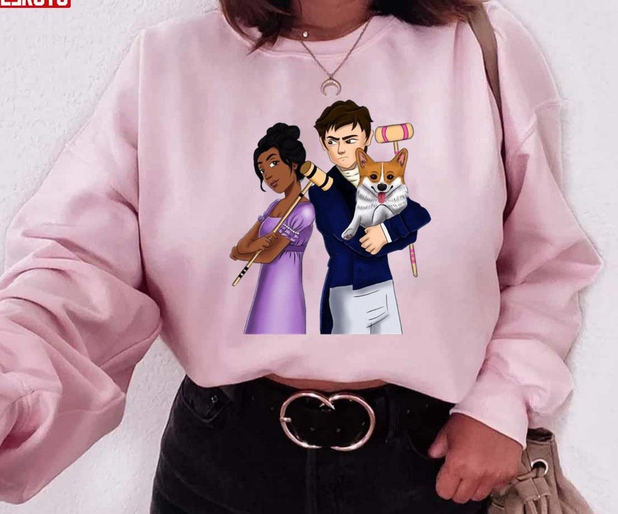 Anthony Bridgerton Kate Sheffield And Her Corgi Play Pall Mall Croquet Unisex Sweatshirt - T-Shirt, Sweatshirt, Hoodie