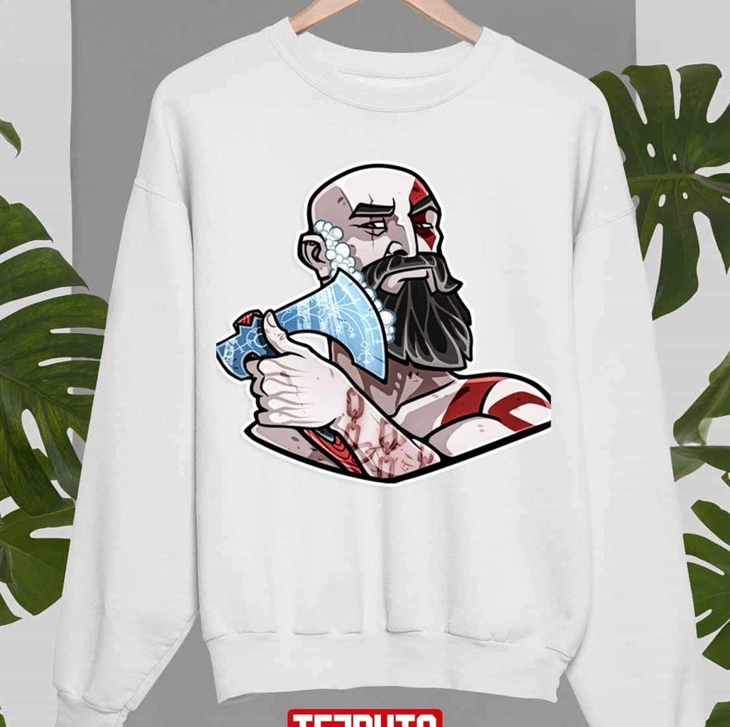 Shaving With His Axe Kratos God Of War Unisex Sweatshirt - T-Shirt, Sweatshirt, Hoodie