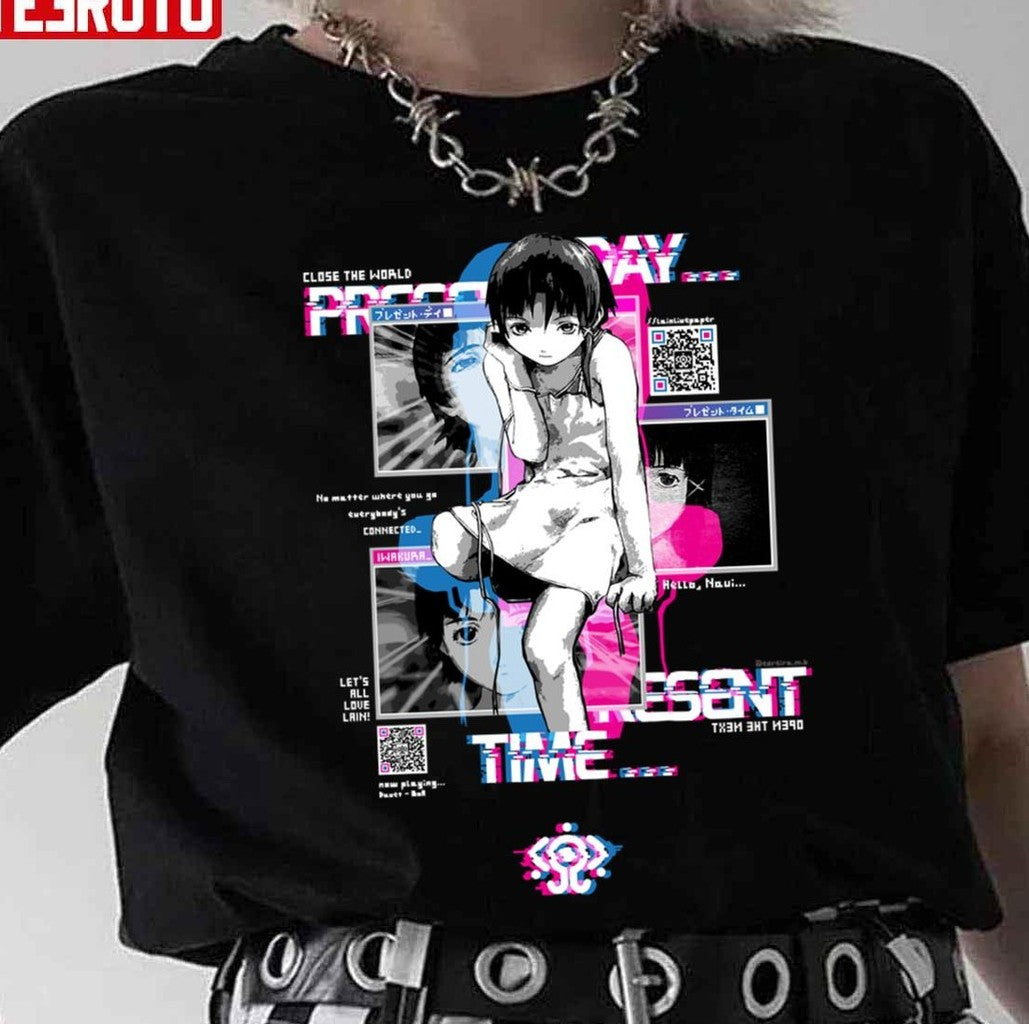 Anime Girl Qr Lain Windows Unisex T-Shirt - T-Shirt, Sweatshirt, Hoodie