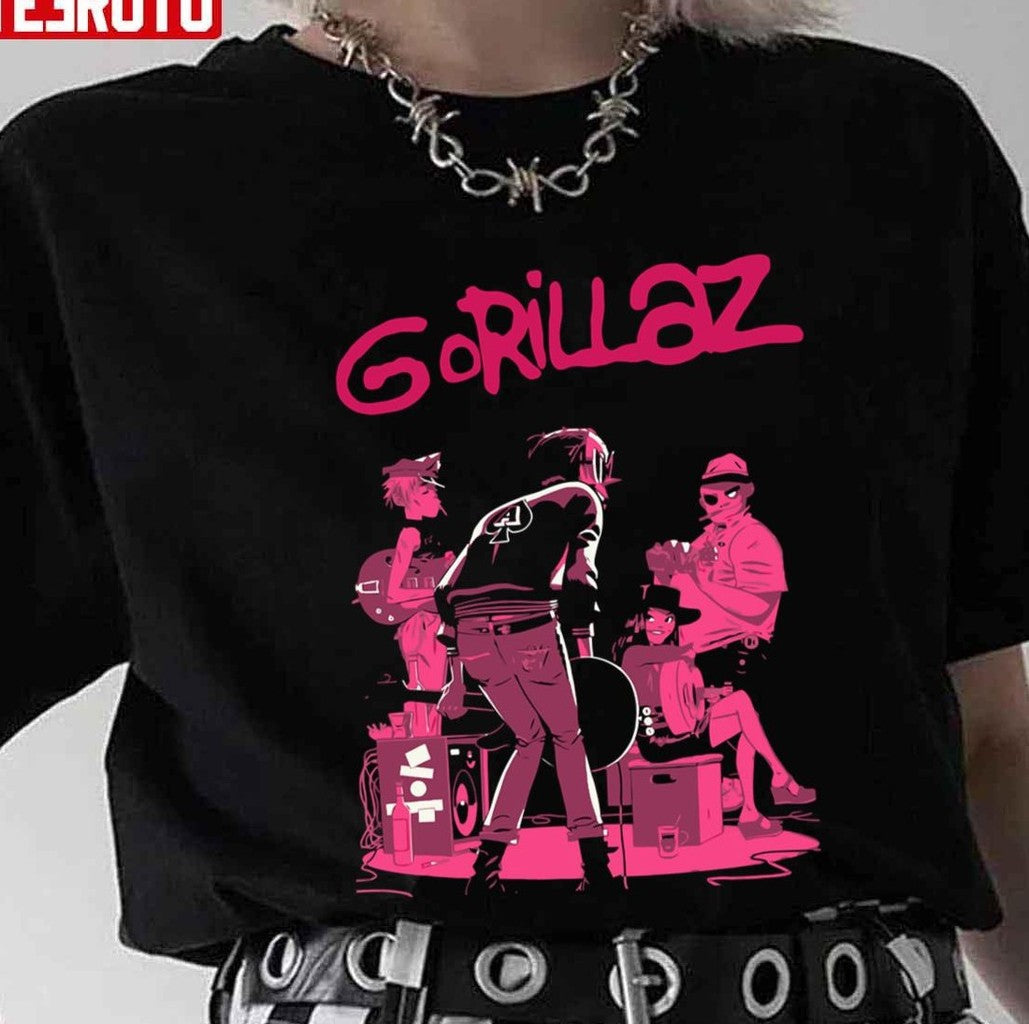 Pink Art Gorillaz Are An English Virtual Band Unisex T-Shirt - T-Shirt, Sweatshirt, Hoodie