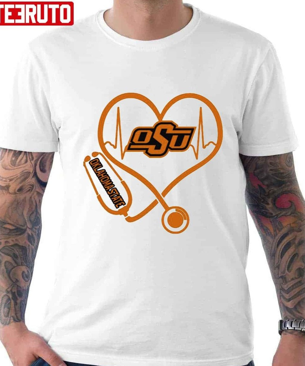 Nurse Love Oklahoma State Cowboys Heartbeat Unisex T-Shirt - T-Shirt, Sweatshirt, Hoodie