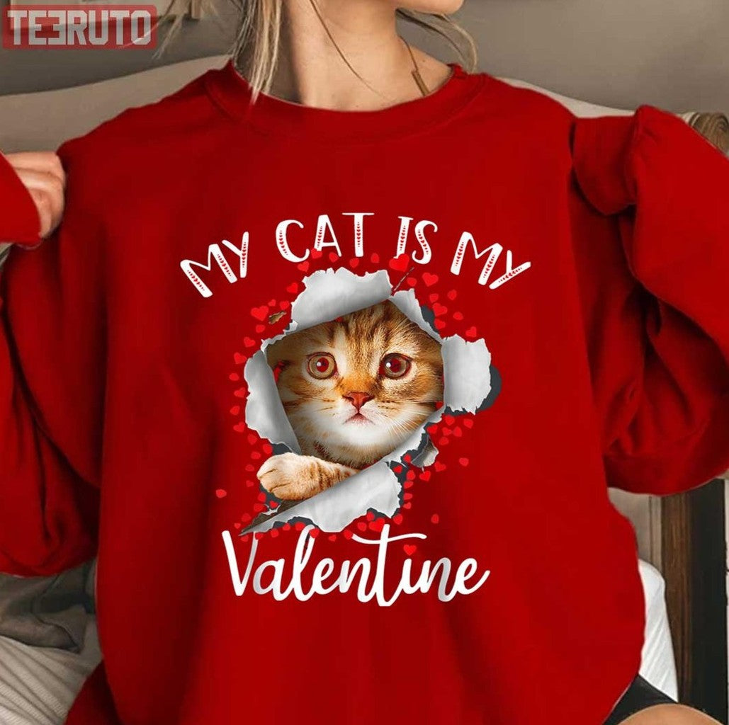 My Valentine Has Paws Cute Cat Unisex Sweatshirt - T-Shirt, Sweatshirt, Hoodie