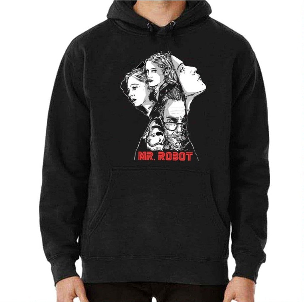 Mr Robot Balck And White Art Unisex Hoodie - T-Shirt, Sweatshirt, Hoodie