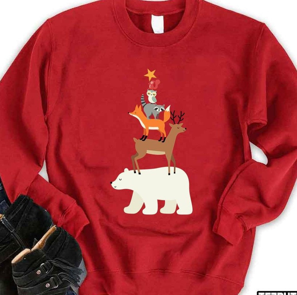 Picking Stars Animal Christmas Tree Unisex Sweatshirt - T-Shirt, Sweatshirt, Hoodie