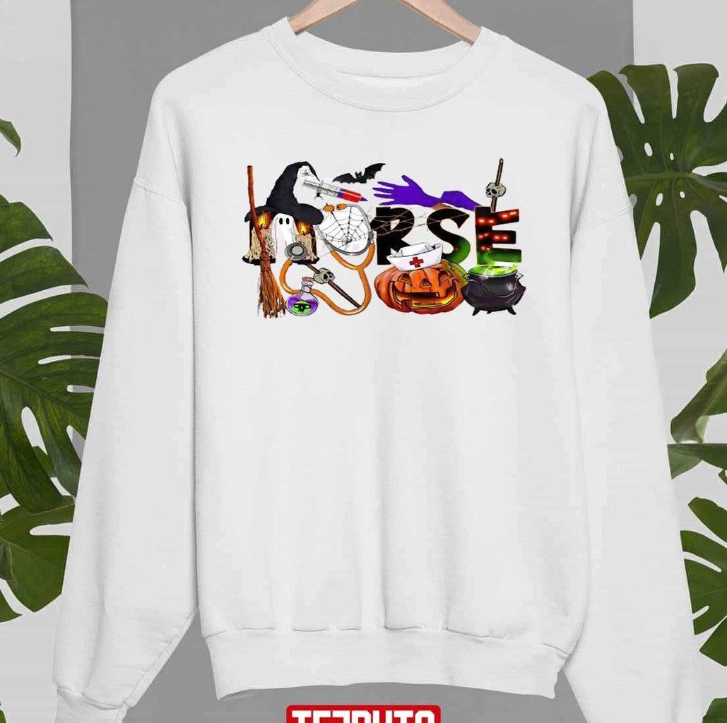 Nurse Nursing Cute Halloween Pattern Unisex Sweatshirt - T-Shirt, Sweatshirt, Hoodie