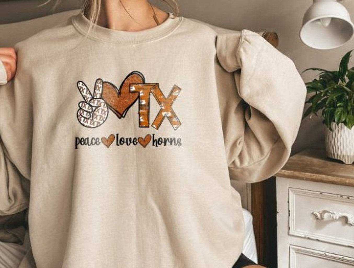 Peace Love Horns Unisex Sweatshirt - T-Shirt, Sweatshirt, Hoodie