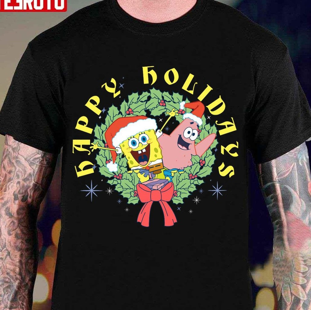 Patrick Happy Holidays Christmas Halloween Spongebob Unisex T-Shirt - T-Shirt, Sweatshirt, Hoodie