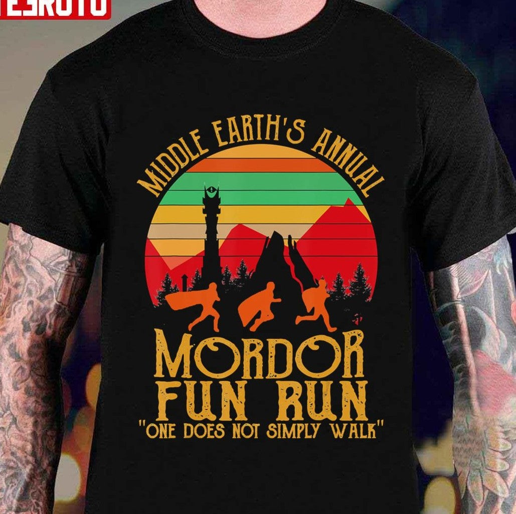 Mordor Fun Run One Does Not Simply Walk Vintage Retro Unisex T-shirt - T-Shirt, Sweatshirt, Hoodie