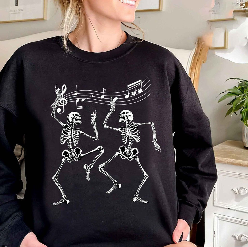 Music Dancing Skeleton For Halloween Vintage Funny Halloween Unisex T-Shirt - T-Shirt, Sweatshirt, Hoodie