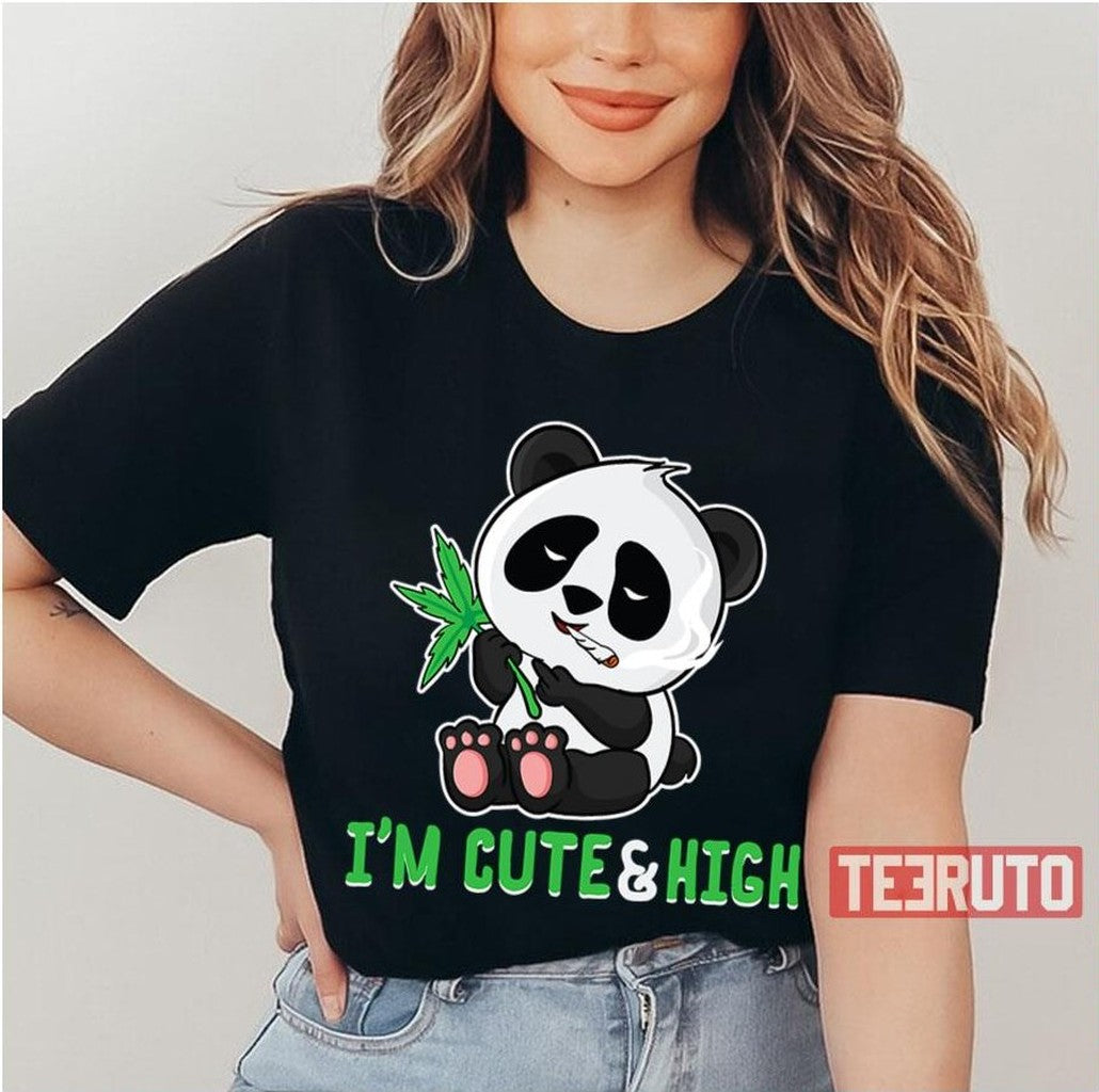 Panda Cannabis High Joke Panda Bear Unisex T-Shirt - T-Shirt, Sweatshirt, Hoodie