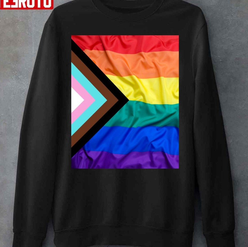 Progress Pride Flag Lgbt New Pride Flag Rainbow Equality Unisex Sweatshirt - T-Shirt, Sweatshirt, Hoodie