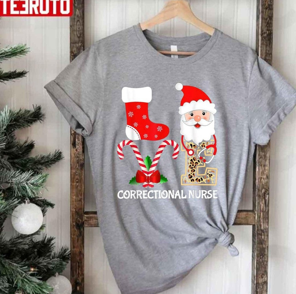 Santa Love Correctional Nurse Christmas Unisex T-Shirt - T-Shirt, Sweatshirt, Hoodie