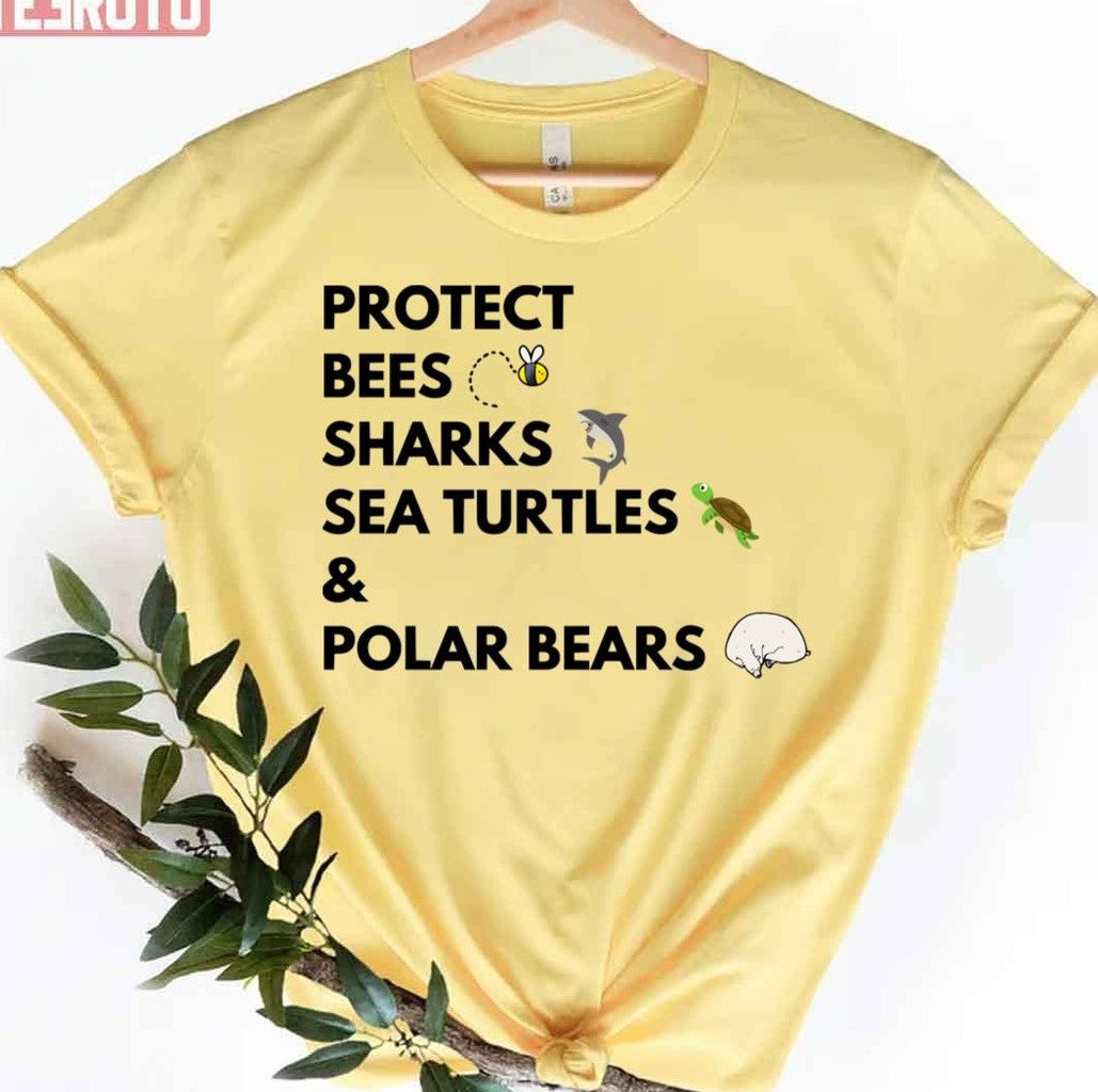 Protect Bees Sharks Sea Turtles And Sharks Protect The Earth Unisex T-Shirt - T-Shirt, Sweatshirt, Hoodie