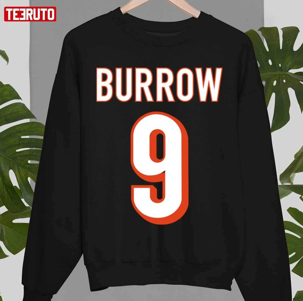 Number 9 Joe Burrow Jersey Number Graphic Unisex Sweatshirt - T-Shirt, Sweatshirt, Hoodie