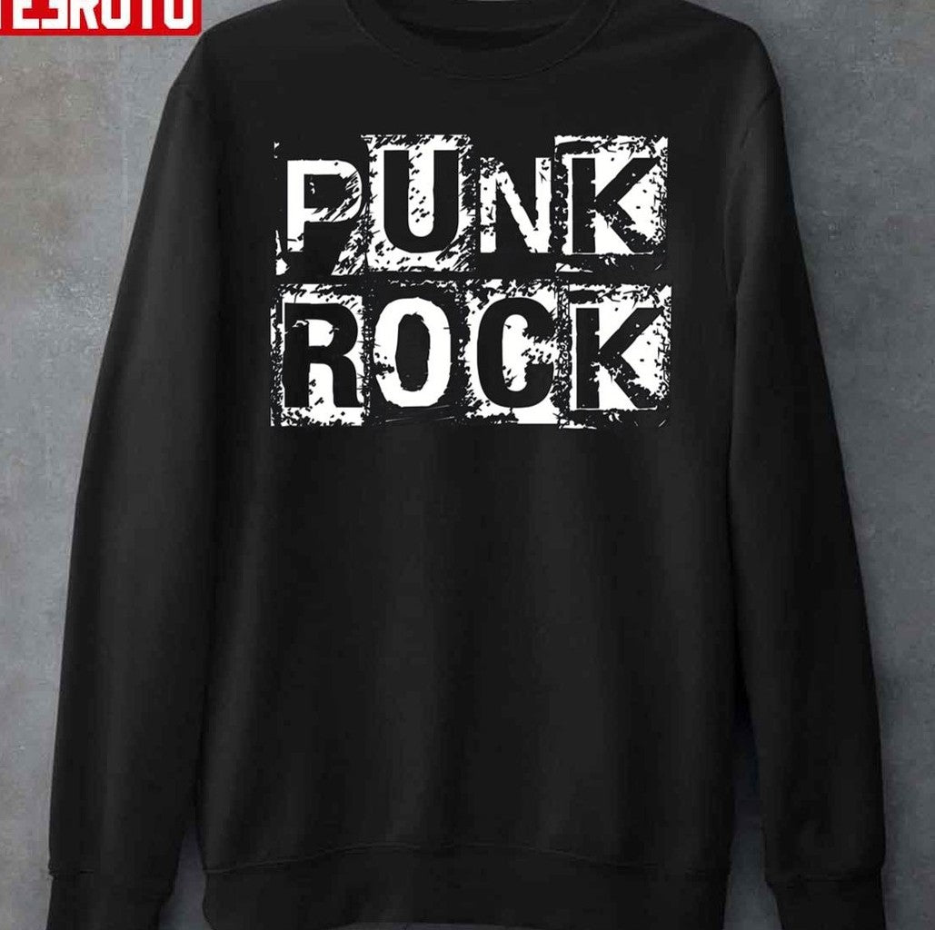 Punk Rock White Grunge Block Unisex Sweatshirt - T-Shirt, Sweatshirt, Hoodie