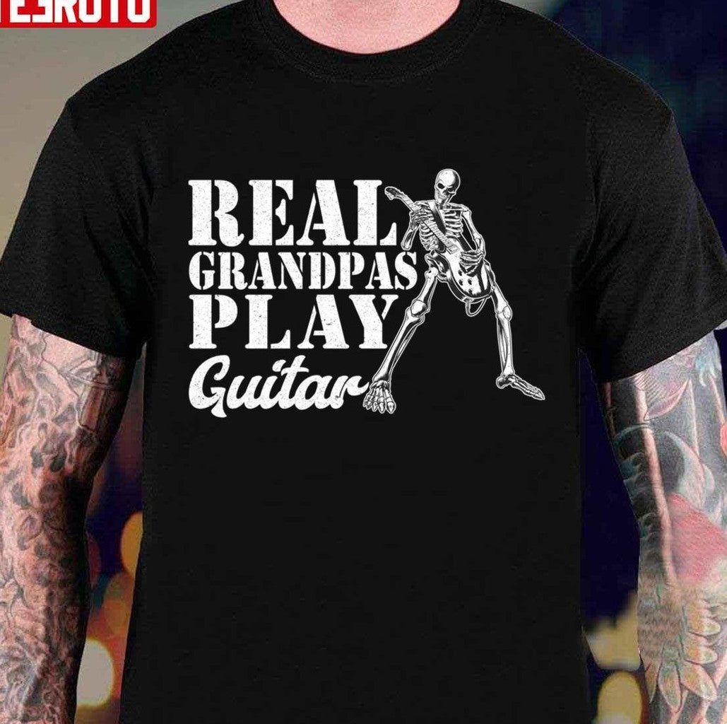 Real Grandpas Play Guitar Vintage Skeleton Unisex T-Shirt - T-Shirt, Sweatshirt, Hoodie