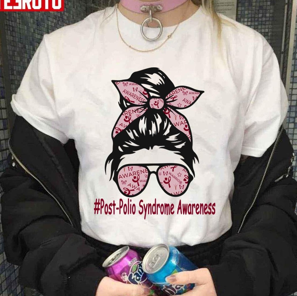 Post-Polio Syndrome Awareness Messy Bun Unisex T-Shirt - T-Shirt, Sweatshirt, Hoodie